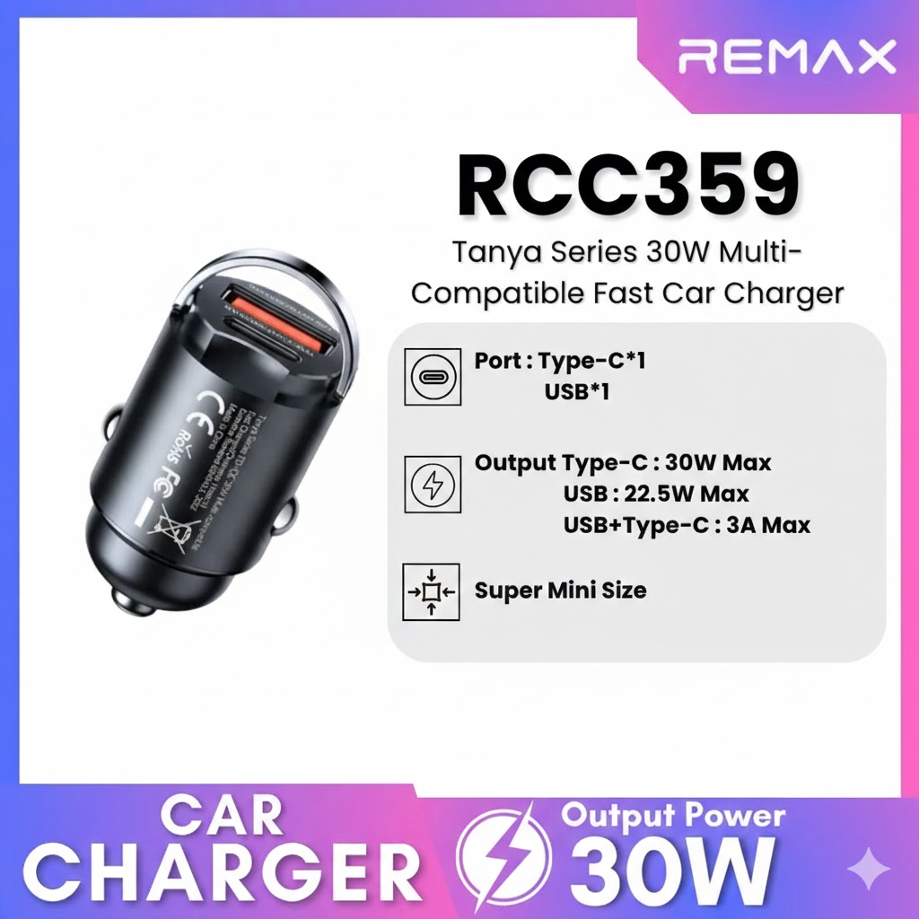 REMAX RCC359 30W1A+1C Tanya Series PD+QC Multi Compatible Fast Charger