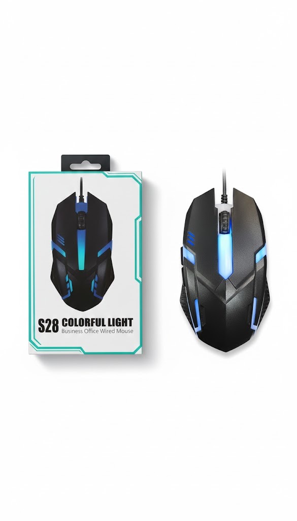 S28 RGB Gaming Wired Mouse Precision Control with Dynamic Lighting