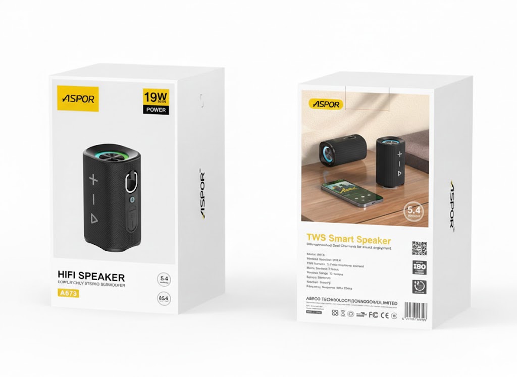 Aspor A679 Tws Wireless Bluetooth Speaker Mini Portable Music Player with RGB