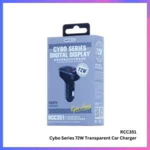 REMAX RCC351 Cybo Series 72W PD+QC 1A+2C Transparent Fast Car Charger with Digital Display