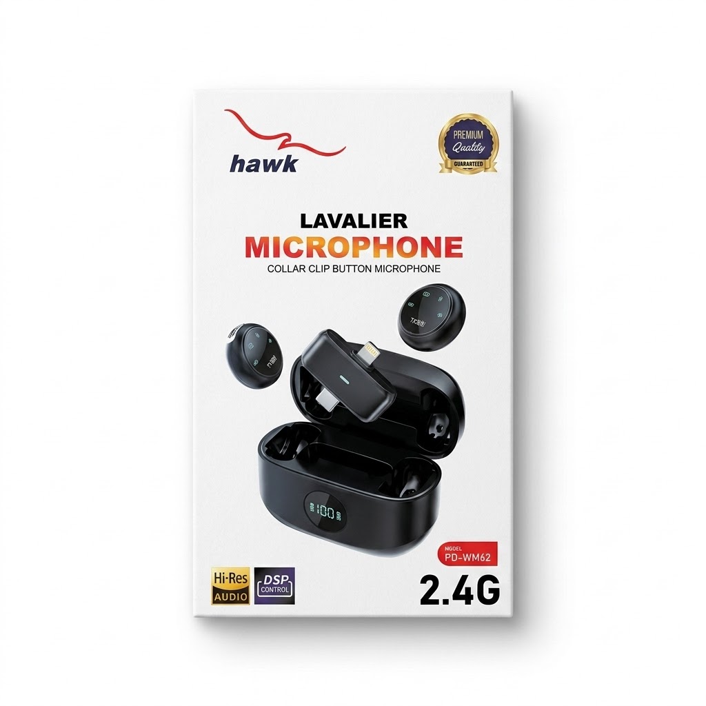 HAWK PD-WM62 Pro 2-in-1 Wireless Microphone Type-C & Lightning ENC Noise Cancellation Grey