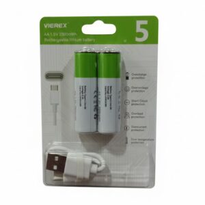 Vierex Rechargeable Cell with Type C Port AA Lithium Ion Battery