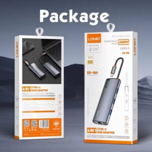 LDNIO DS-16H Type C 6 in 1 Hub HDMI USB3.0 RJ45 Type-c Pd Adapter Laptop Dockin