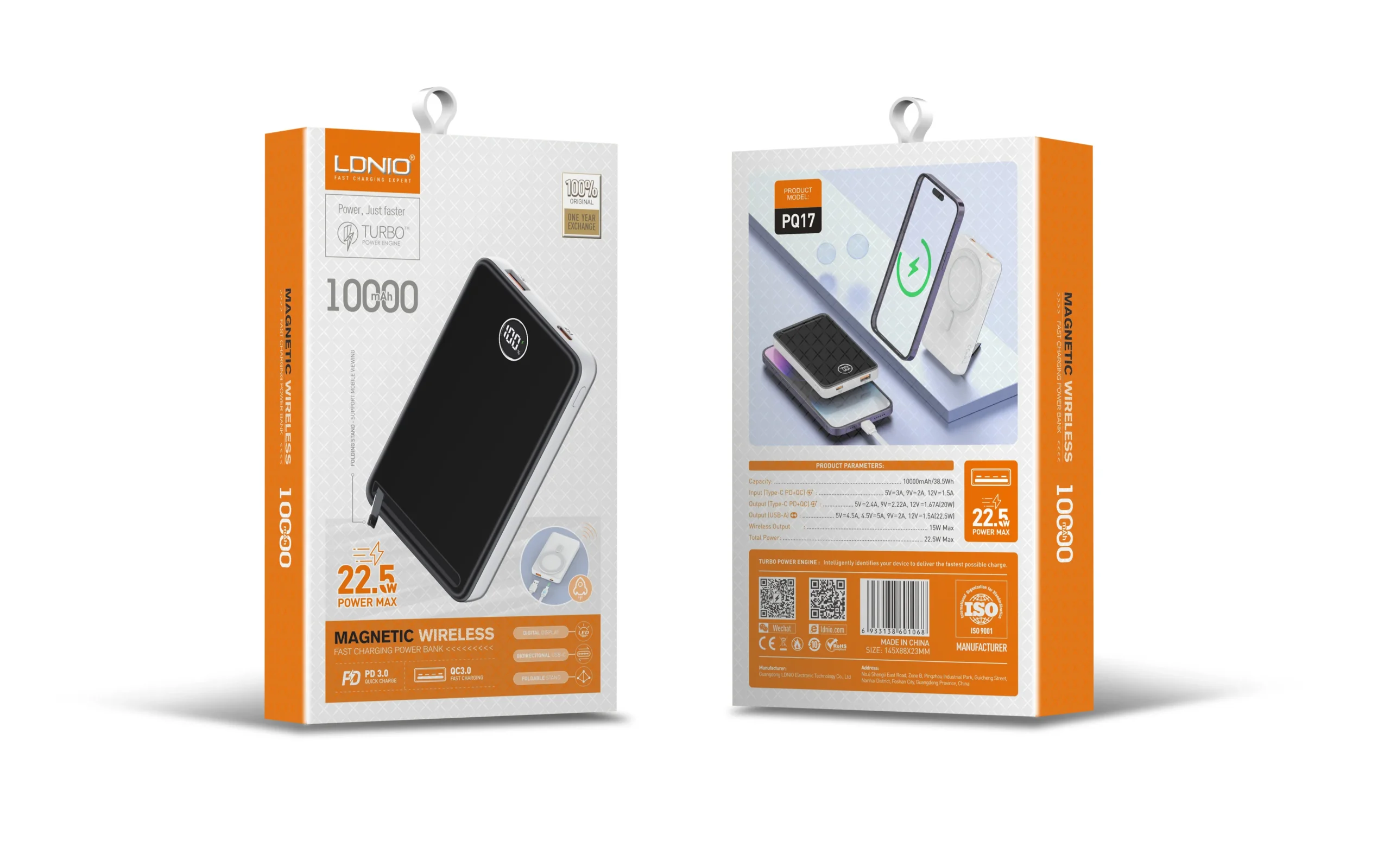 LDNIO PQ17 10000mAh 15W Magnetic Wireless Charging Power Bank