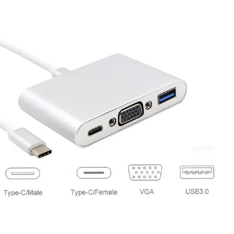 USB3.1 Type C to VGA + USB3.0 + Type C 3.1 OTG Adapter