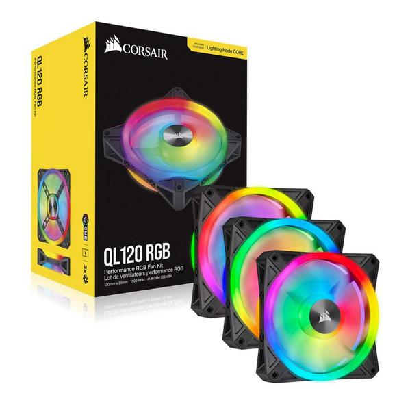 CORSAIR iCUE QL120 RGB 120mm PWM With Lighting Node Core Triple Fan