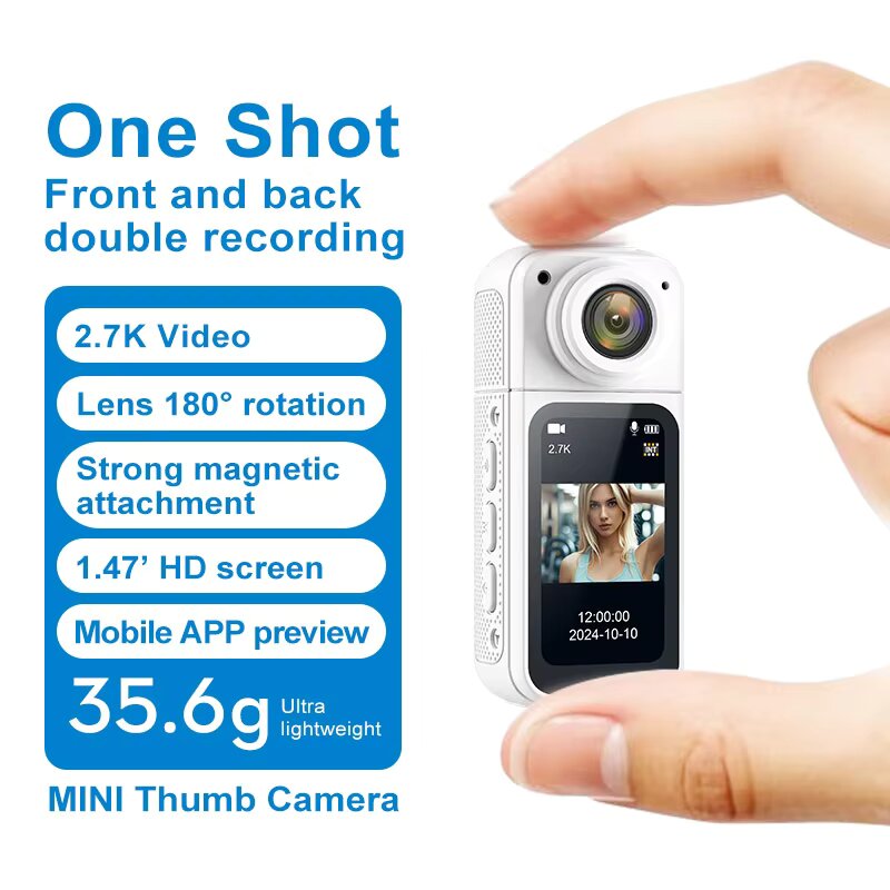 S70 Thumb Camera HD 1080P Direct-Recording 180 Rotation Magnetic 30fps Sport Camera Lightweight Pet Sport Camera