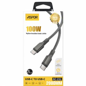 Aspor AC-21L 100W Nylon Cable Type-C to Type-C 2 Meter