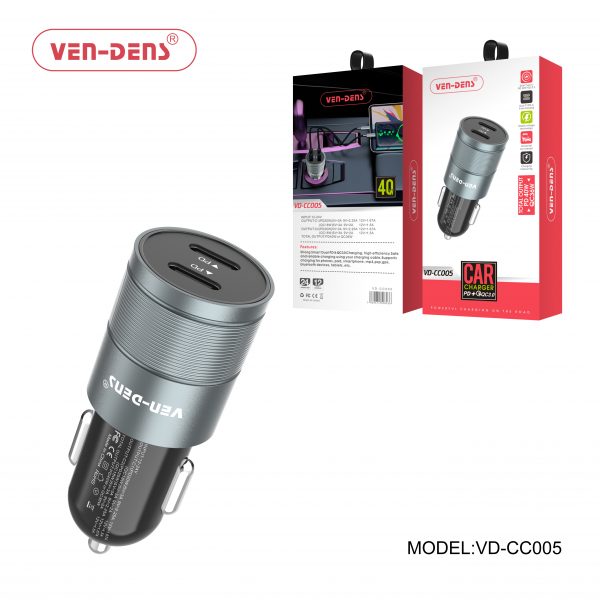 VEN DENS VD-CC005 40W Car Charger PD + QC 3.0