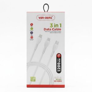 VEN DENS VD-DC0020 3 In 1 USB to Type C Lightning and Micro Charging Cable (1.2 Meter)