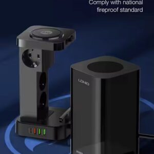 LDNIO SEW4485 2500W Tower Extension 4 Power Socket Wireless 15W Timer Switch