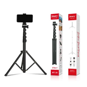 Jmary MT-39 Heavy Duty 2-in-1 Aluminum Tripod & Selfie Stick with Extendable Legs & Phone Holder Function