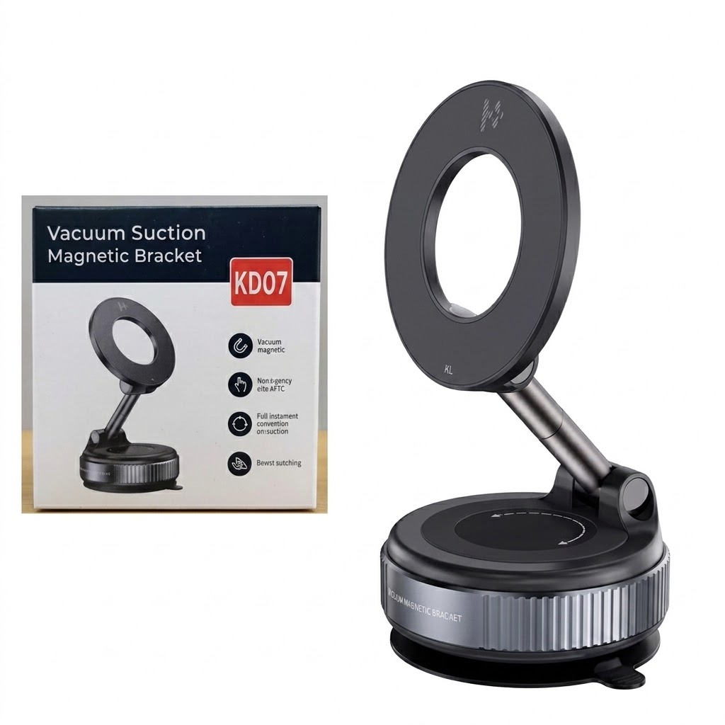 K007 Upgraded Vacuum Magnetic Phone Holder, 360° Rotation, Universal Cell Phone Mount for Car, Gym, Mirror, Kitchen (Black)