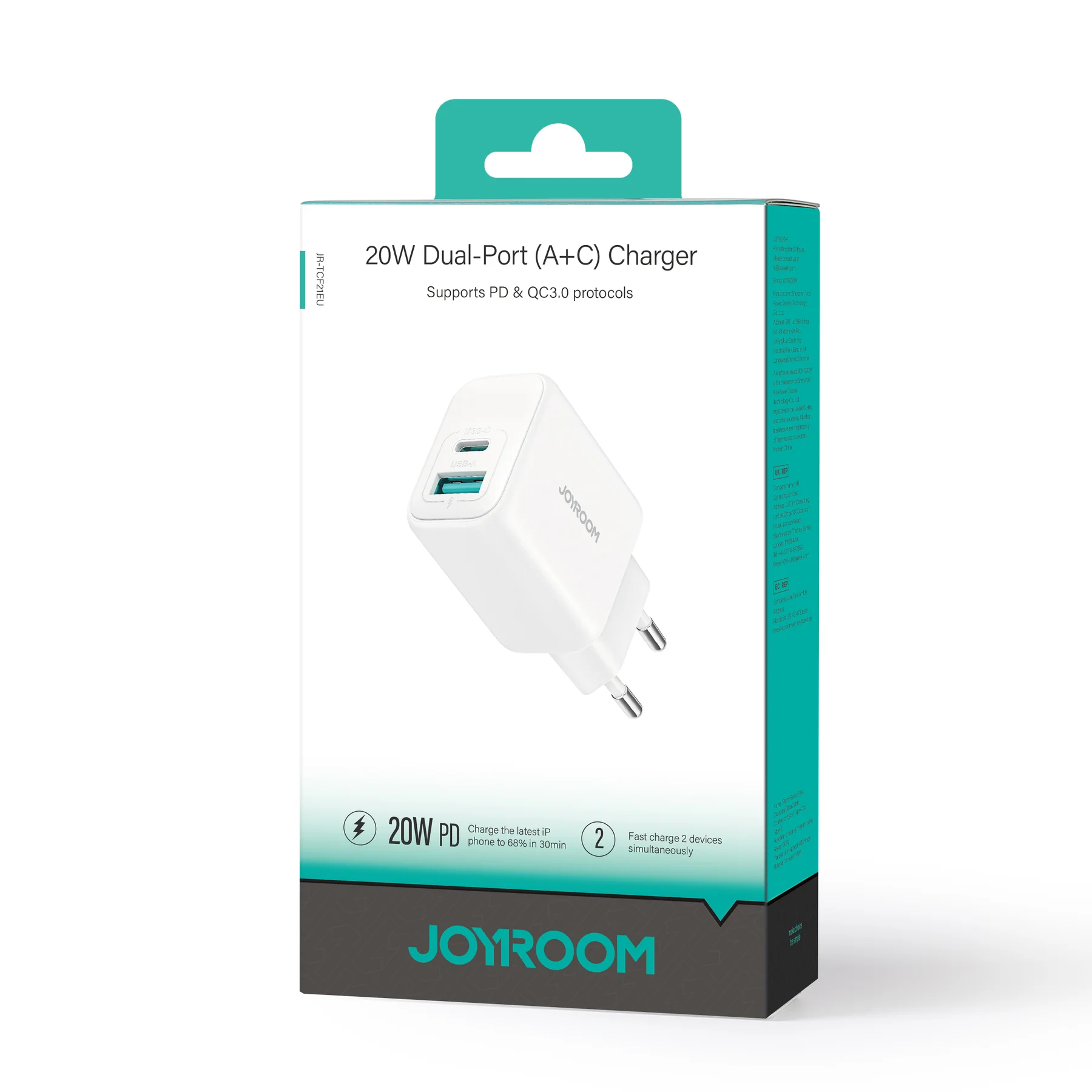 JOYROOM JR-TCF21 20W Dual-Port (A+C) Charger-White (EU)