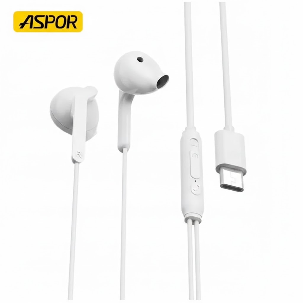 Aspor A221 Type-C Stereo Wired Earphone Full Compatible