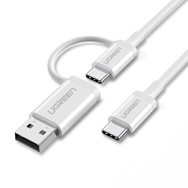 UGREEN US264 Usb-C To Usb-C + Usb-A Cable 1M White 40934