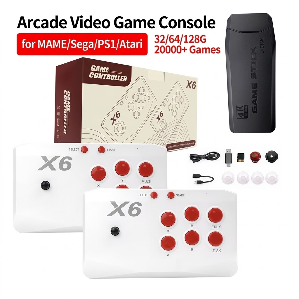 X6 Game Stick 8K Console 64GB with Dual 2.4G Wireless Controllers 20000+ Games