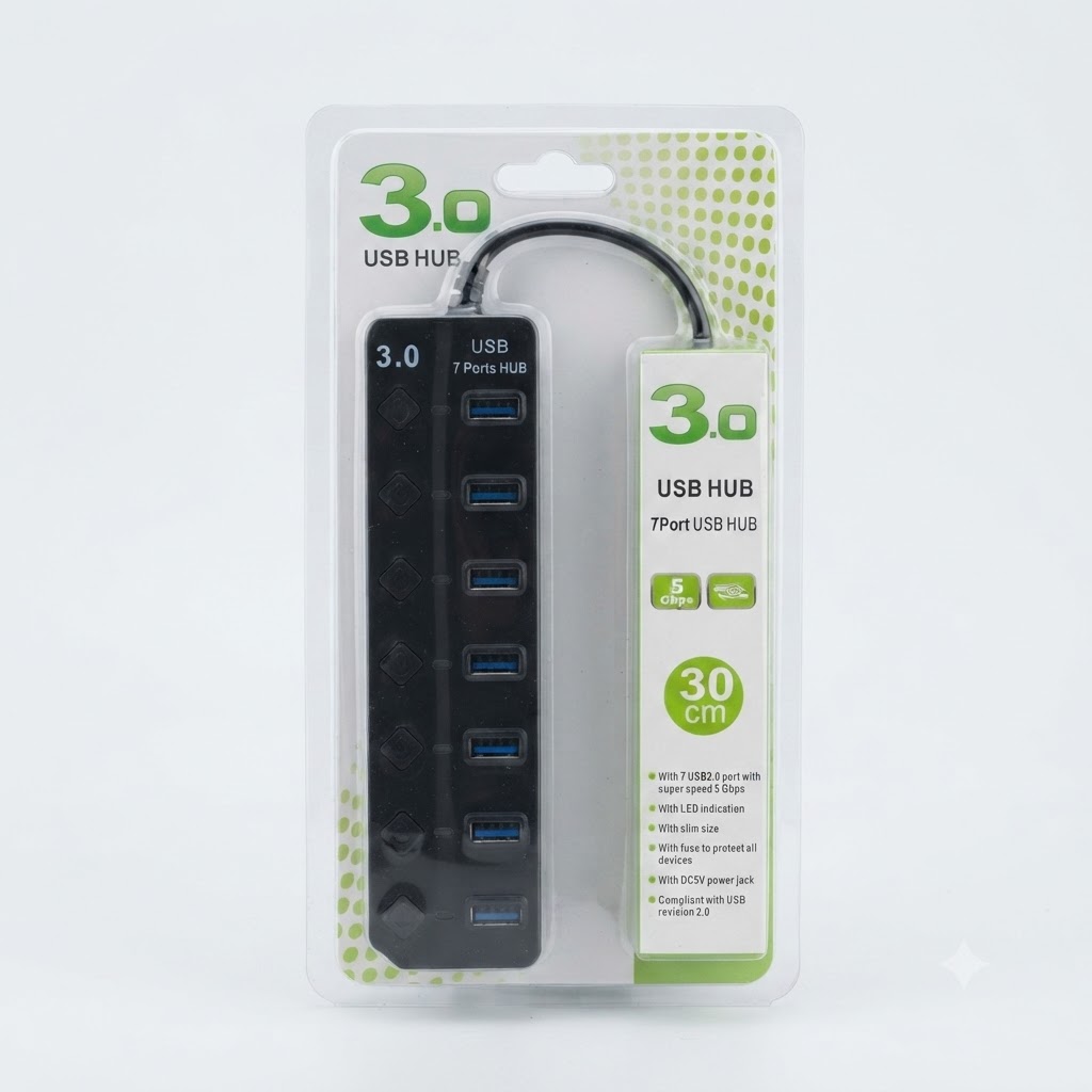 USB 3.0 7 PORT HUB (BLACK)