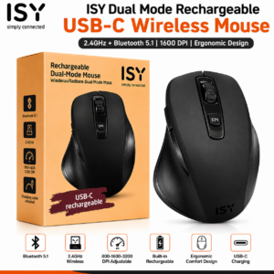ISY Silent Click USB-C Rechargeable Dual-Mode BT + 2.4G Mouse