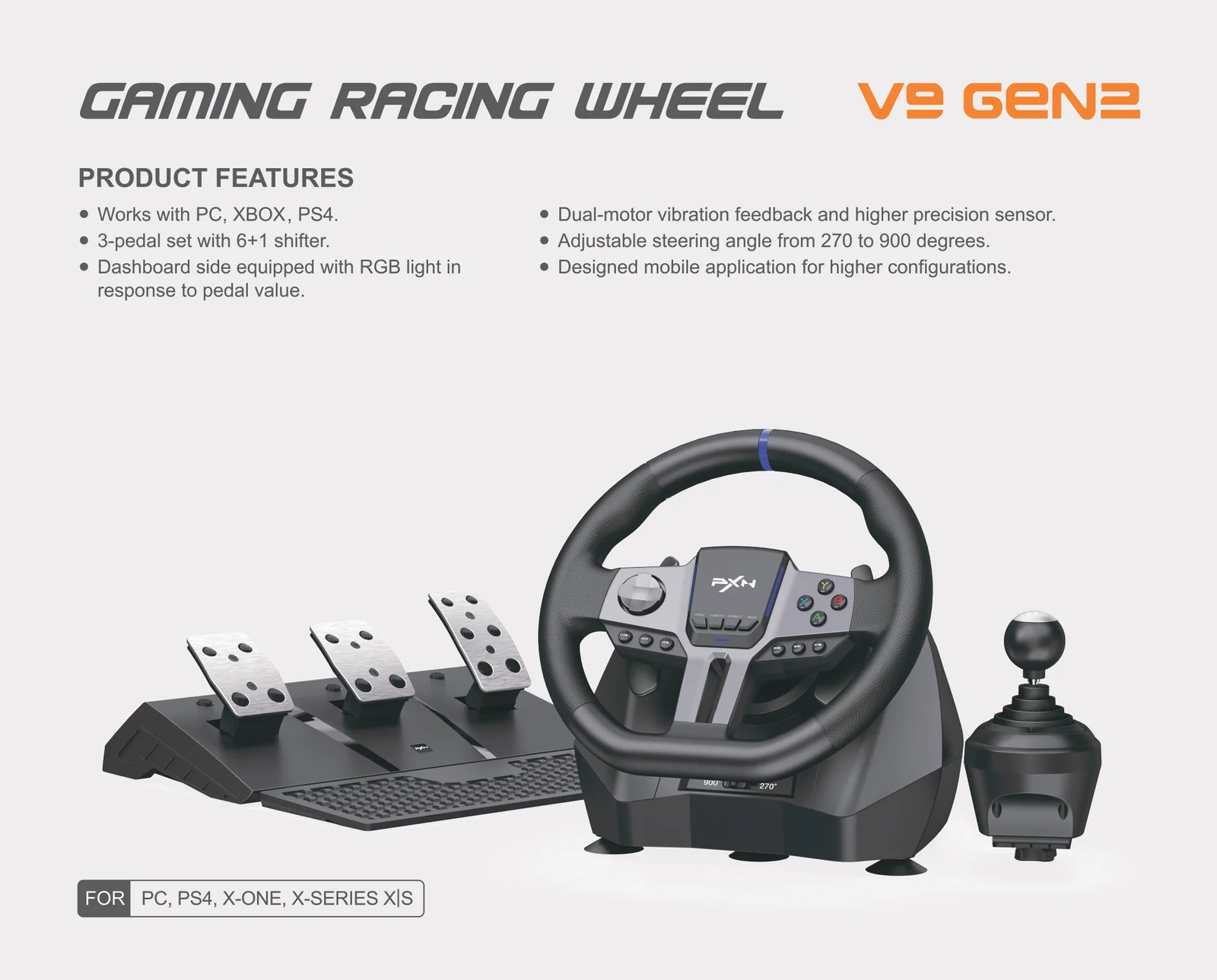 PXN V9 GEN 2 Gaming Racing Steering Wheel
