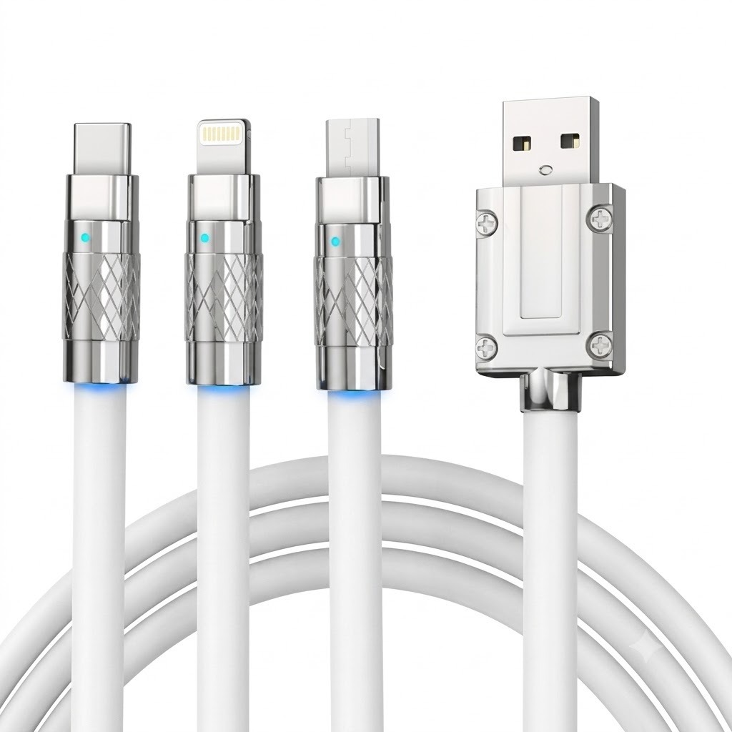 120W 6A 3 In 1 Fast Charging Cable