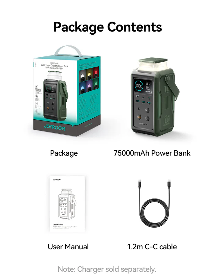 JOYROOM JR-PBF10 75000mAh 100W Power Bank With Retractable Light