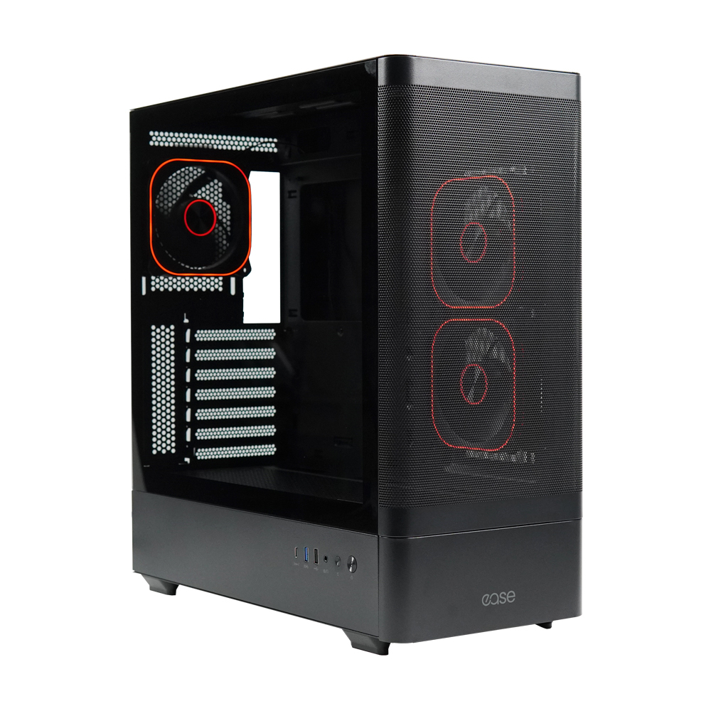 Ease EC123BM Panoramic Mesh ATX Gaming Case With Three ARGB Fans
