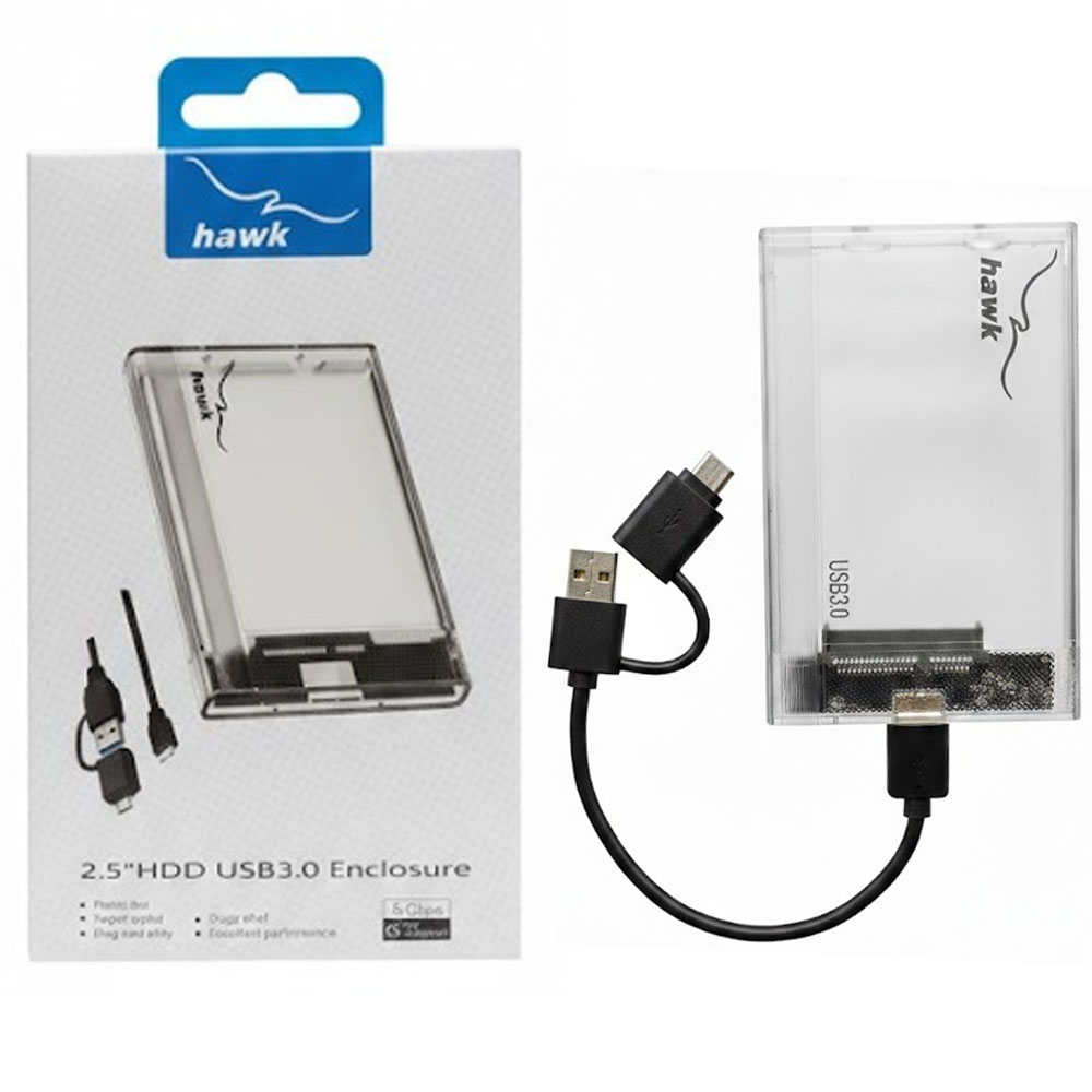 HAWK 2.5″ HDD Case USB 3.0 Crystal