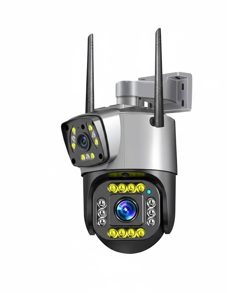 SPZ-702 2 Camera Lens Wifi Outdoor 4mp Color Night Vision With V380 Pro App