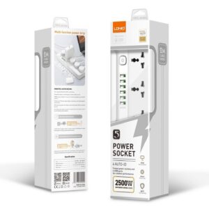 LDNIO SC5614 Fast Charging Power Strip – 5 Universal Outlets, 6 USB Ports, 2M Power Cord Extension Socket