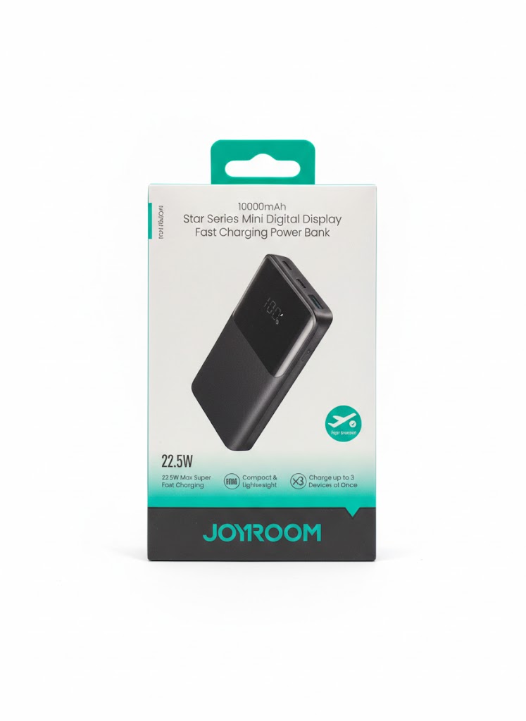 JOYROOM MINI JR-QP191 10000mAh Star Series 22.5W Digital Display Fast Charging Power Bank Black
