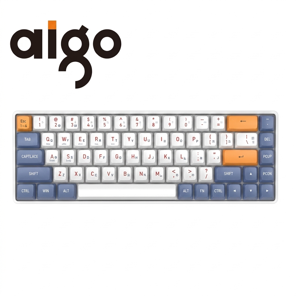 Aigo A68 Tri Mode Wireless Keyboard Non RGB Non Backlight With Yellow Premium Switches Hot Swapable Circuit
