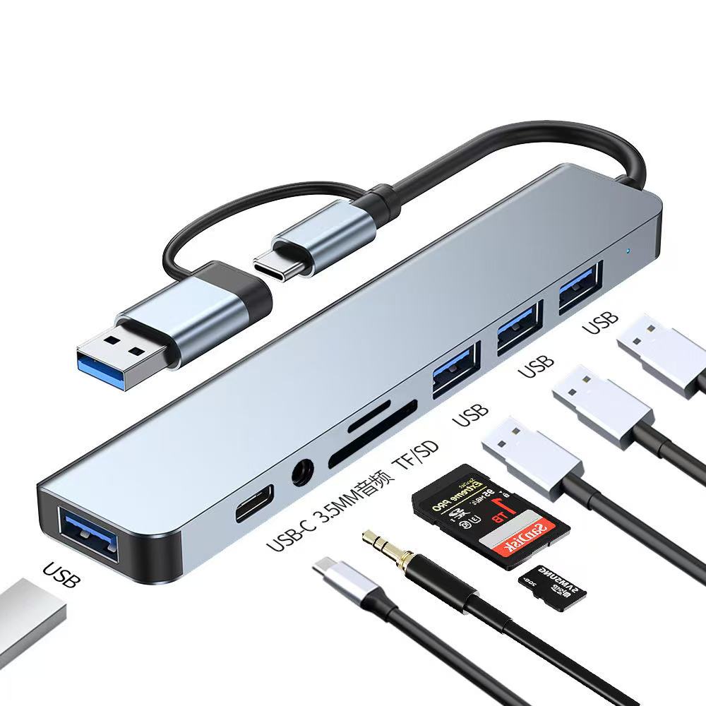 2IN1 8 PORT USB 3.0 AND 2.0 USB C TF/SD AND AUDIO