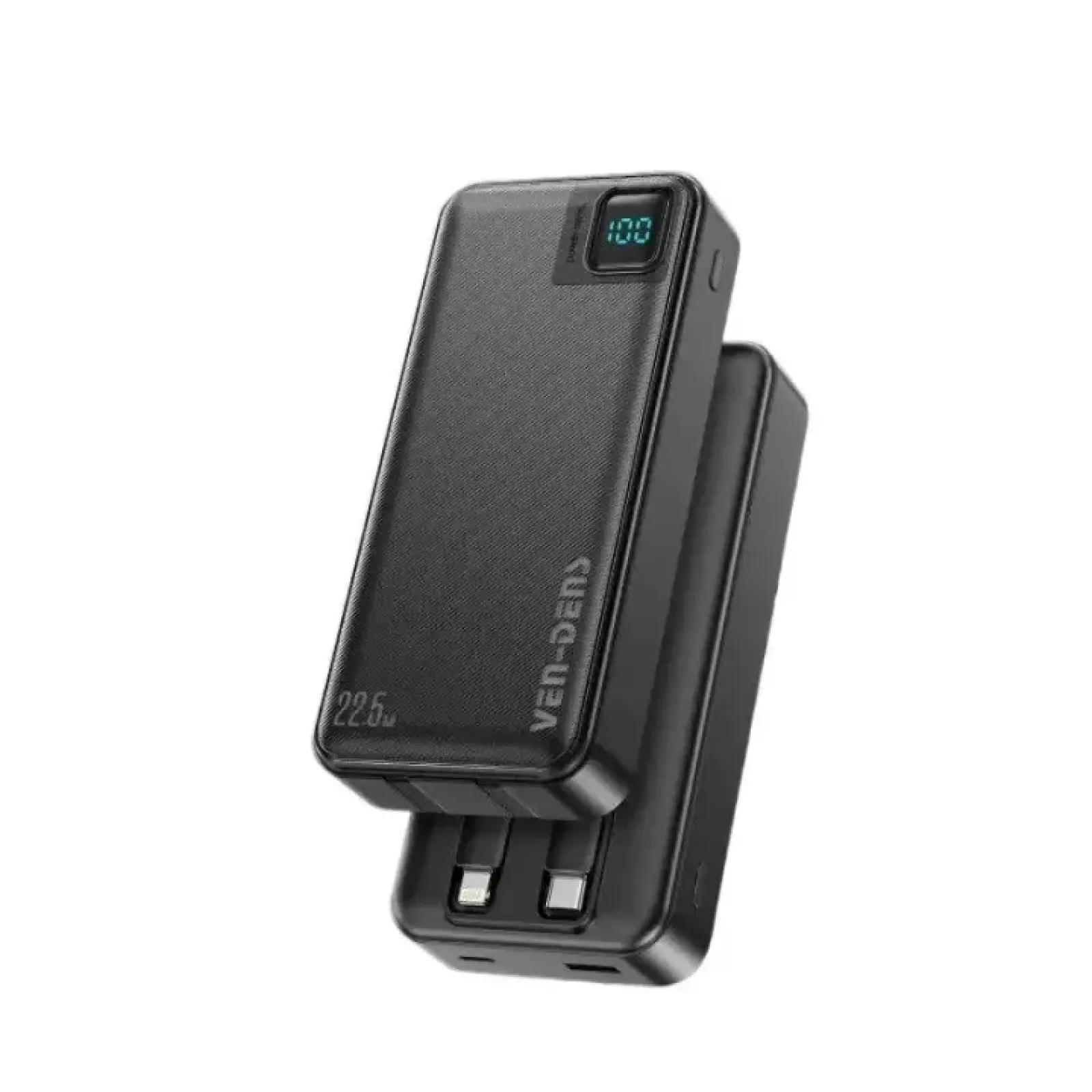 Ven Dens VD-PB060 10000mAh Power Bank – 22.5W Fast Charging with Built-in Type-C & Lightning Cables - Image 2