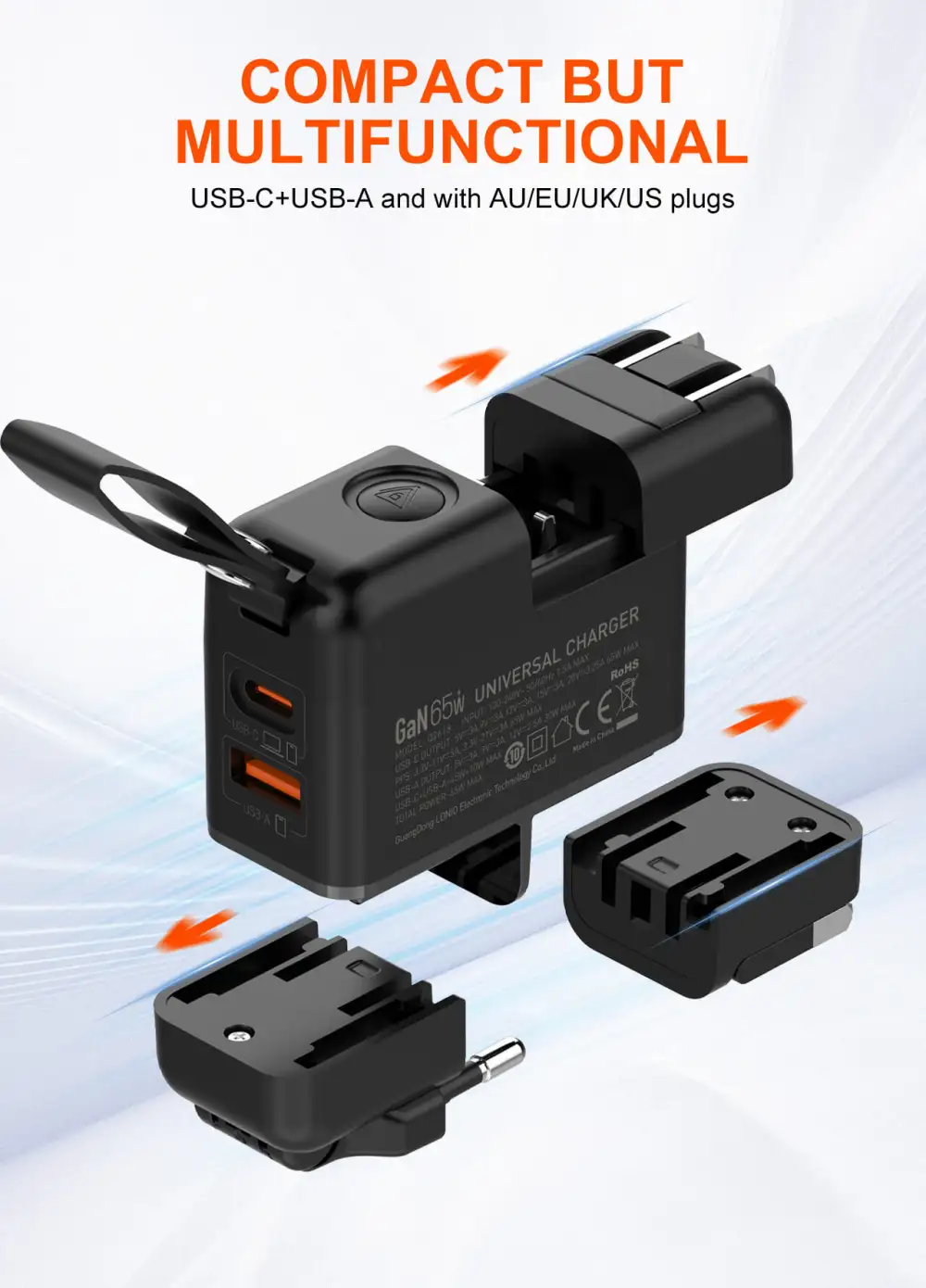 LDNIO Q2618 EU GaN 65W All-in-one Adapter With C-C Cable - Image 2