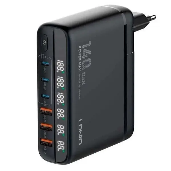 LDNIO A6140C 140W Super Fast charging 1.5M replaceable plug extension cord LED display - Image 2