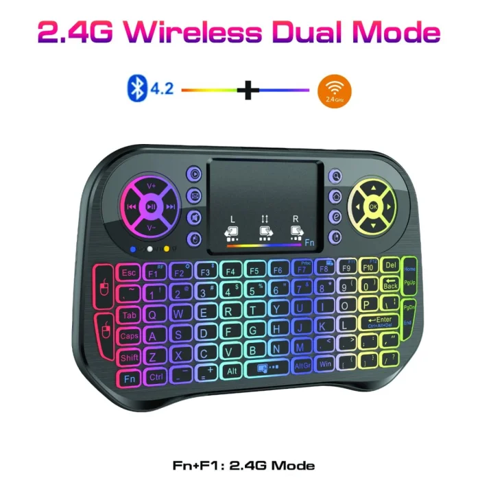 I10 Mini Wireless+Bluetooth Touchpad 7 Color Backlit Light 2.4ghz - Image 2