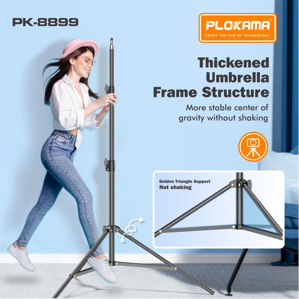 Plokama PK-8899 Photography Tripod Stand Ring Light Stable Stand 200cm - Image 2