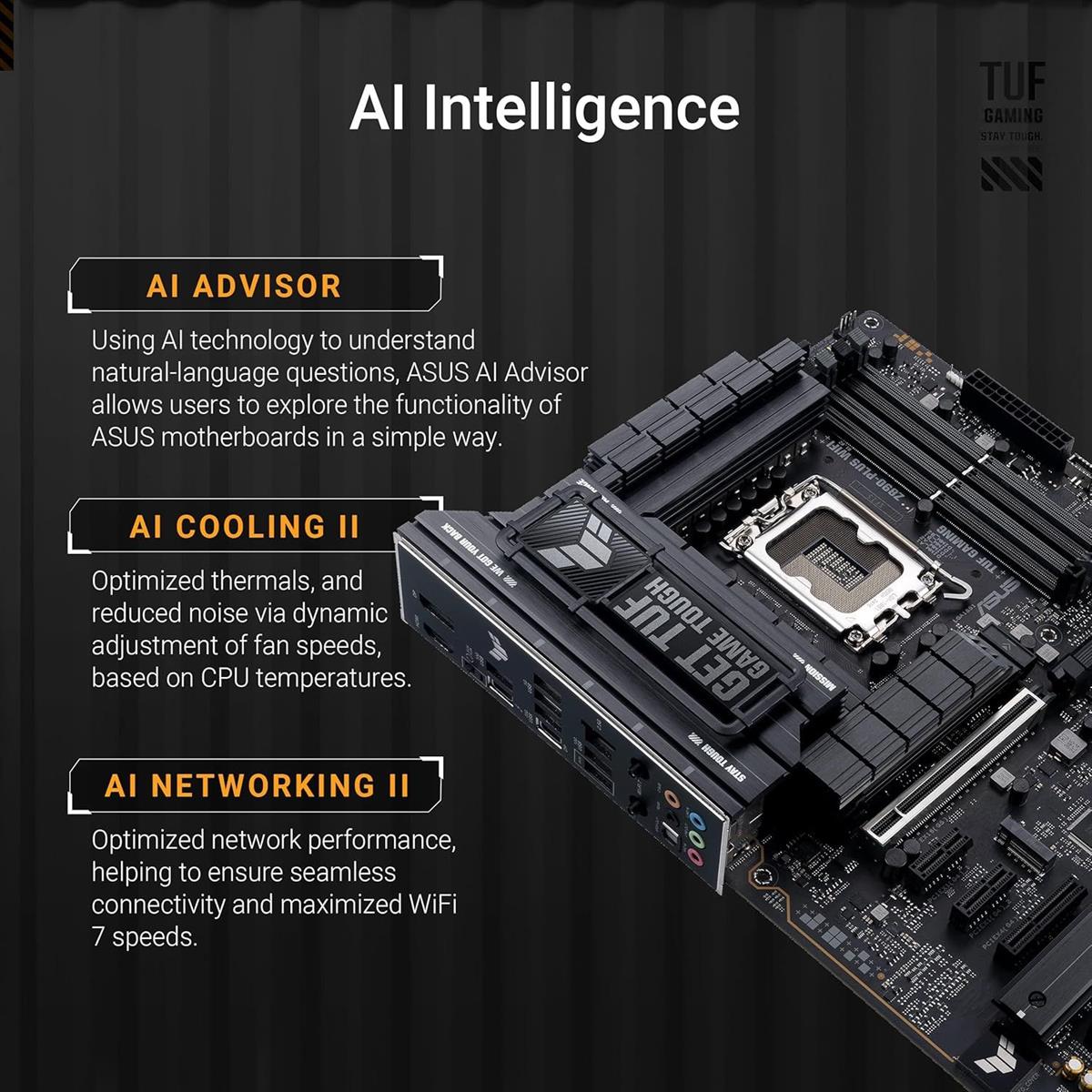 Asus Tuf Gaming Z890-Plus Wifi Z890 LGA 1851 ATX Motherboard, Intel Core Ultra Series 2 Ready, Advanced AI - Image 2