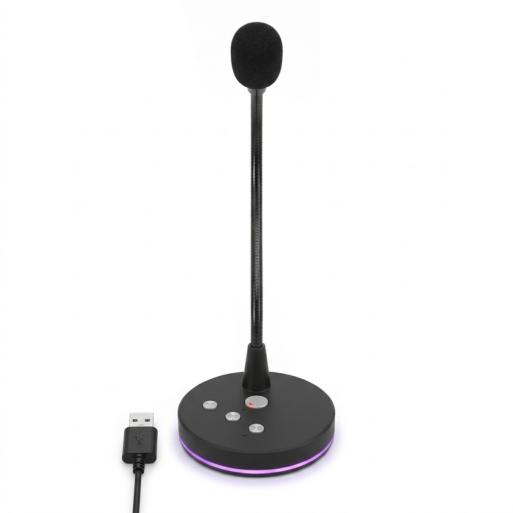 W33 Desktop USB Microphone with Mute & 360° Adjustable Gooseneck - Image 2