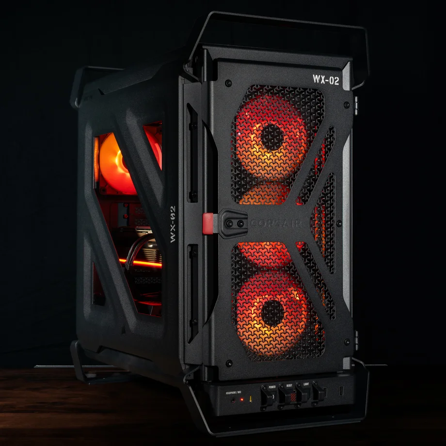 The WARTHOG RS Performance Mid-Tower Case in Noir/Black is a ruggedized enthusiast chassis built for extreme thermal dynamics and high-end hardware support. Features heavy-duty integrated steel carrying handles, high-airflow 3D Y-pattern panels, dual pre-installed RS200 200mm PWM intake fans, RS120 exhaust fan, InfiniRail mounting system, reverse-connector motherboard support (BTF/Project Zero), built-in rear I/O lighting, and space for dual 360mm radiators and GPUs up to 405mm in Pakistan.