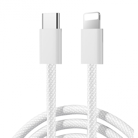 JOYROOM S-A45 30W Type-C to IPhone Ben Series Braided Fast Charging Data Cable 1M White - Image 2