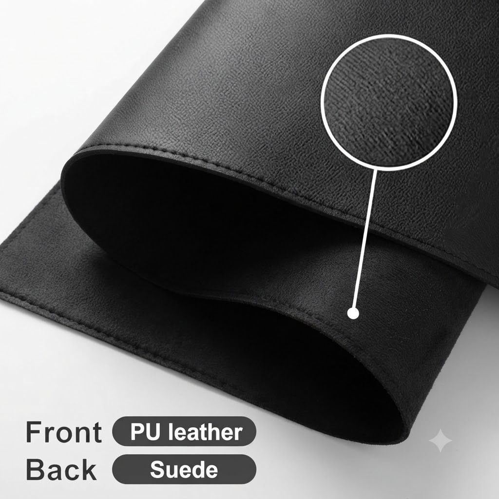 Dual Sided Desk Pad, New Upgrade Sewing PU Leather Office Desk Mat, Waterproof Desk Blotter Protector, Desk Writing Mat Mouse Pad (Classical Black, 23.6″ x 13.7″) - Image 2