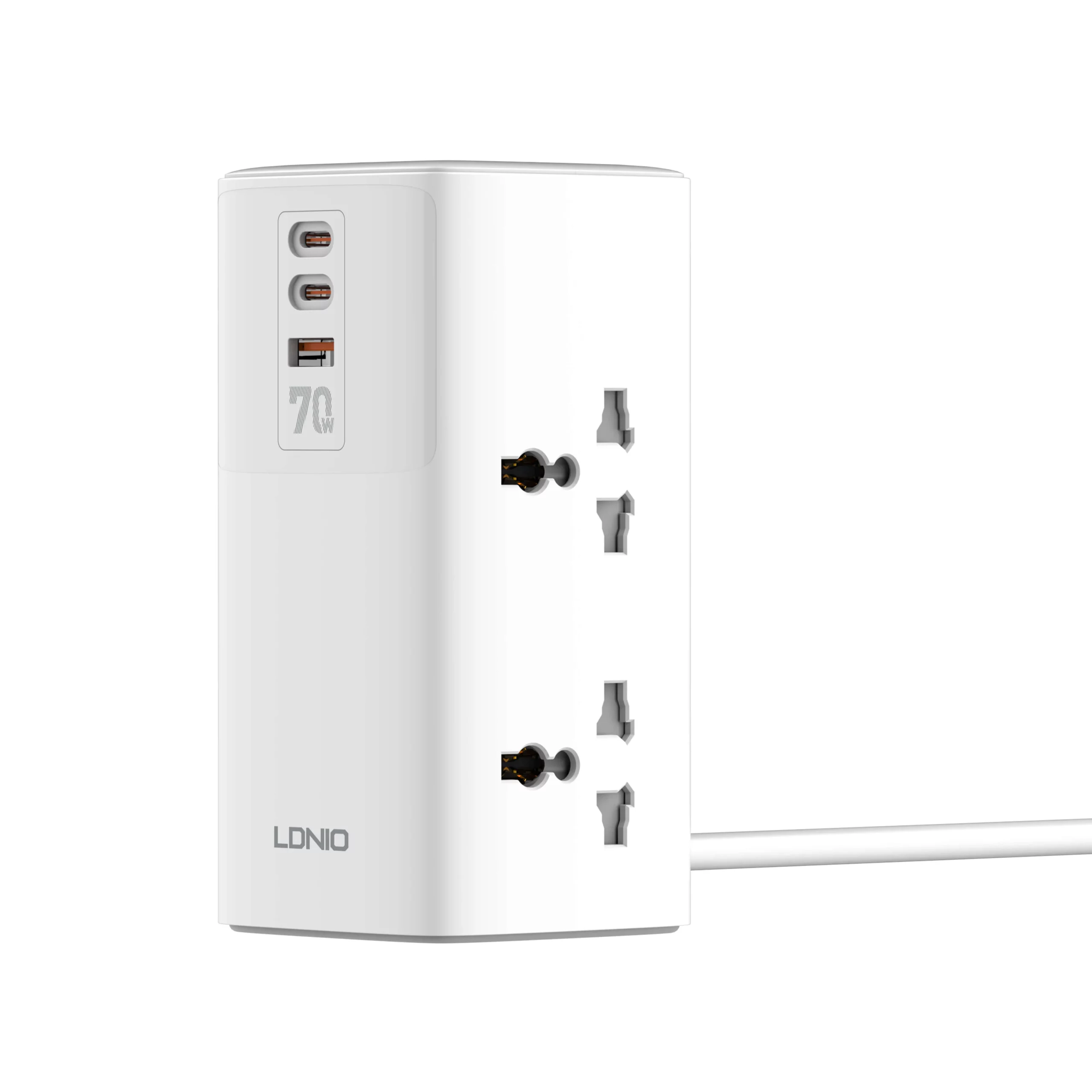 LDNIO SC4383 EU 70W SUPPER FAST CHARGING 2C + USB-A & 2500W TOWER EXTENSION POWER SOCKET - Image 2