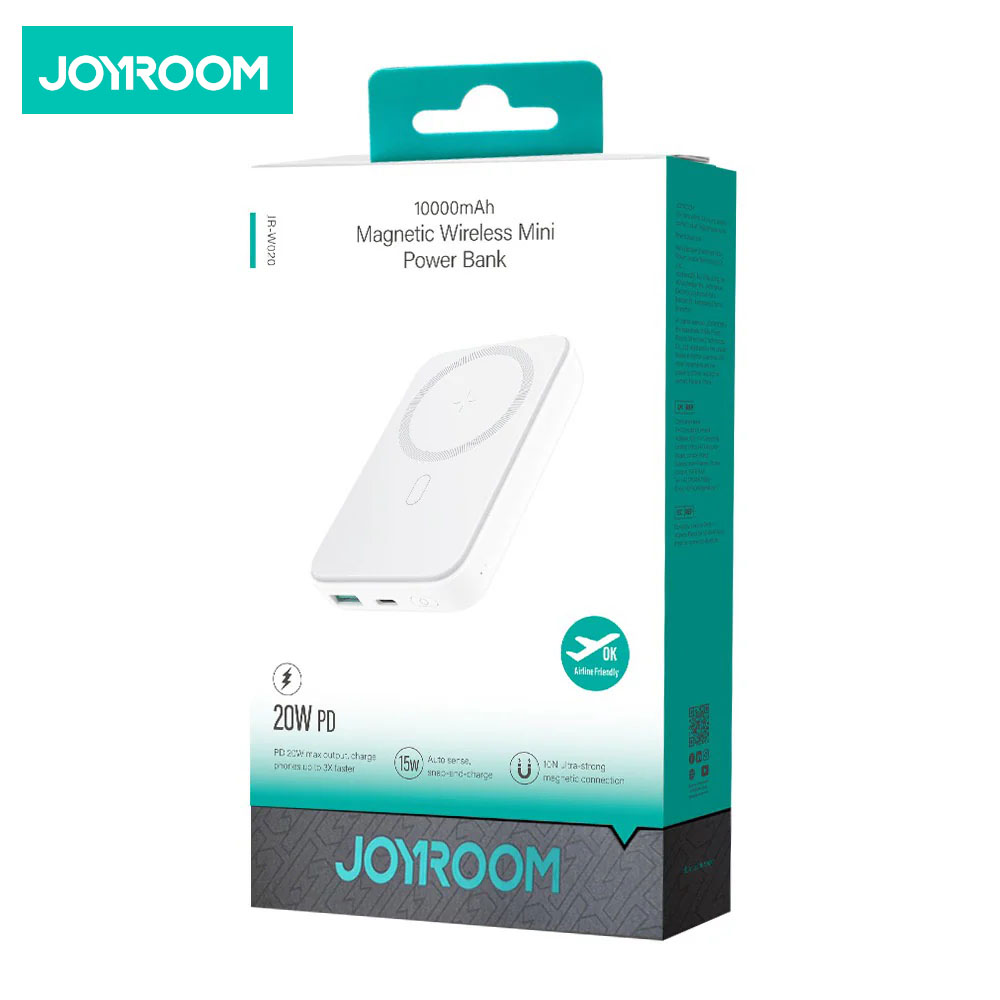 JOYROOM JR W020 10000mAh 20W Magnetic Wireless Power Bank -White - Image 2