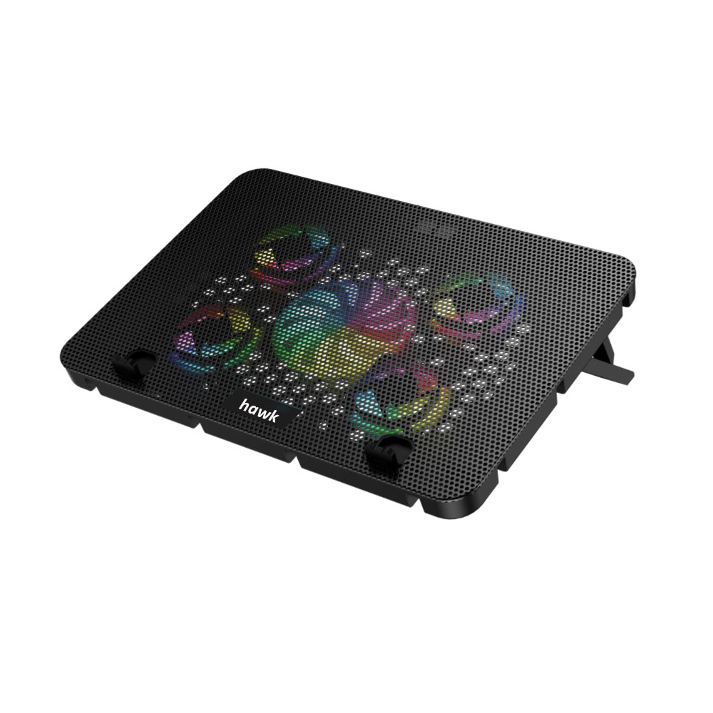 HAWK 069 laptop 5 Fan cooling Pad Ergonomic Cooling Pad with Adjustable Height (Black) - Image 2