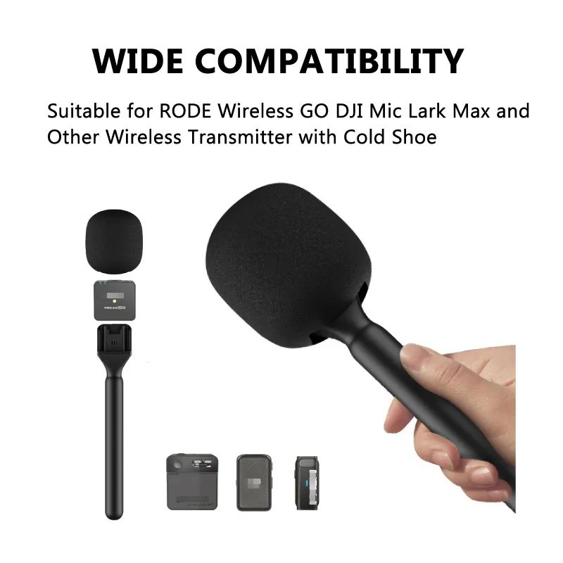 RODE Interview Microphone Handle, Mic Handheld Adaptor With Windshield Foams - Image 2