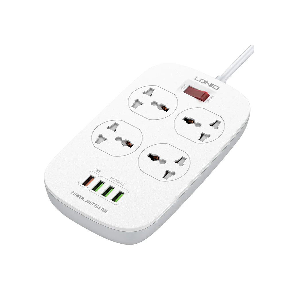 LDNIO SC4407 Fast Charging Power Strip – QC3.0 USB, Surge Protector, Universal Outlets (EU UK US) - Image 2