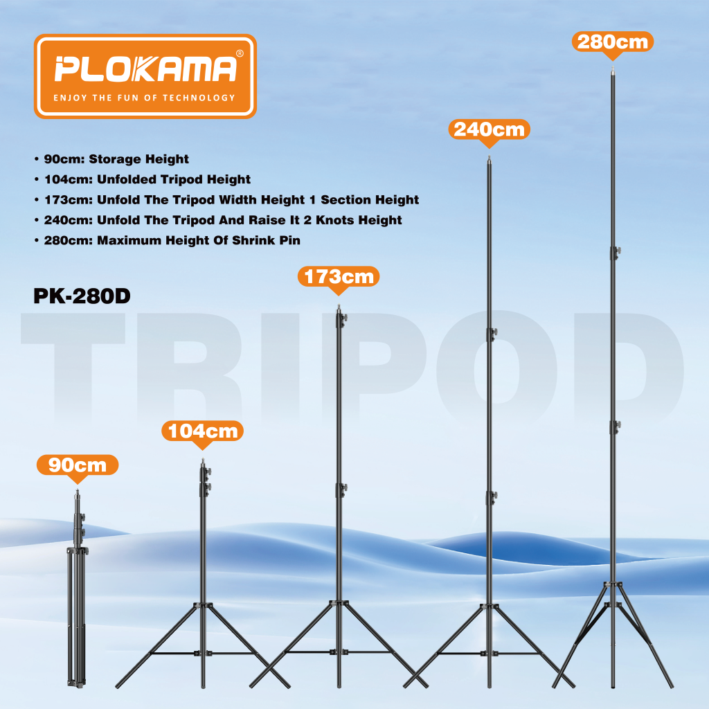 Plokama PK-280D Heavy Duty Tripod Stand 2.8m Light Stand Strong & Stable - Image 3