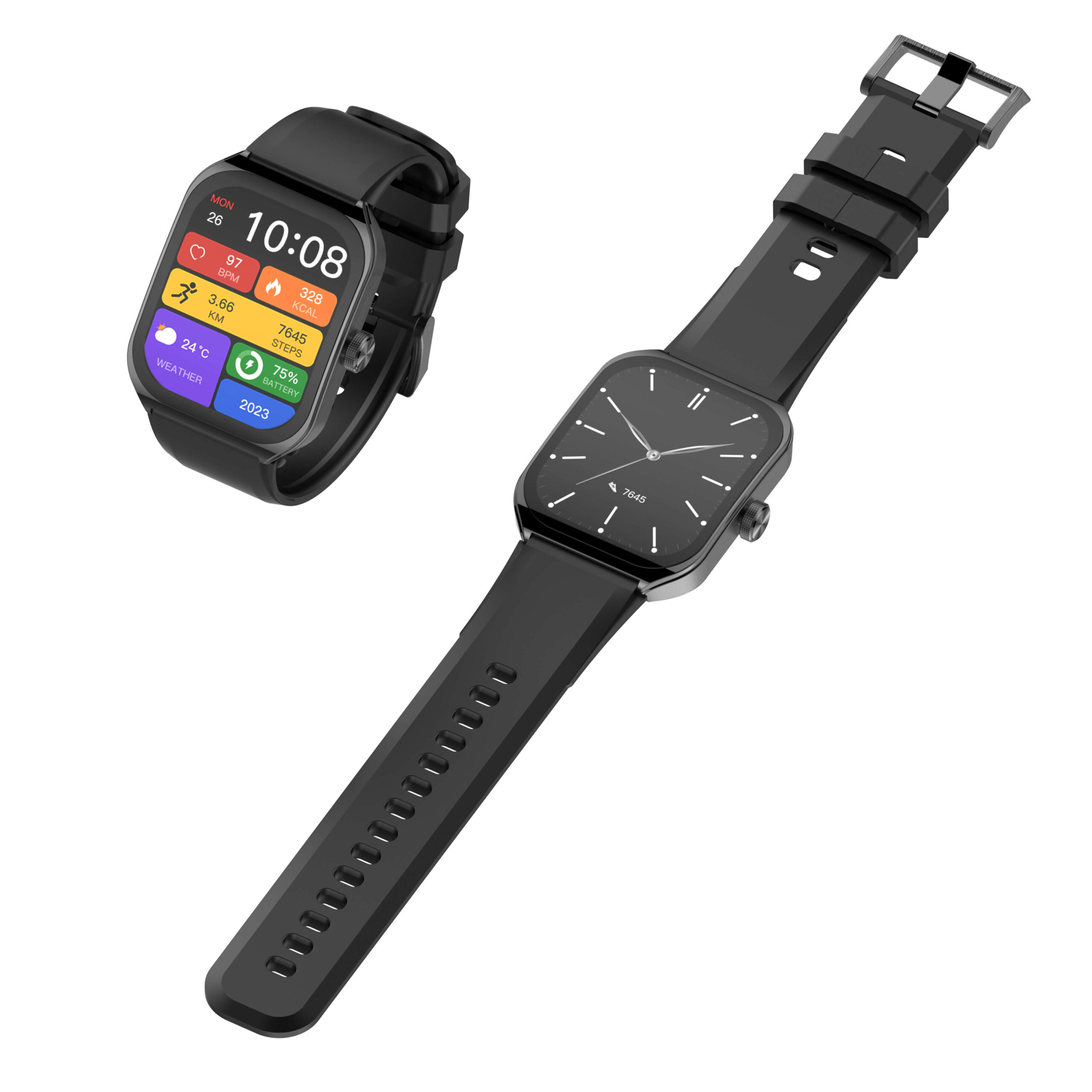 LDNIO SW04 Square AMOLED Smartwatch 1.96″ HD Display Health & Fitness Tracker Black - Image 3